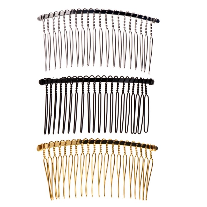 Peinetas para cabello alambre Metal, pinza para cabello nupcial 20 dientes, accesorio pinza para cabello