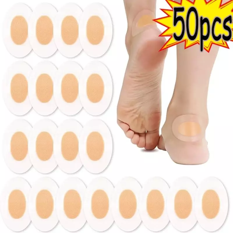 50pcs Gel Heel Protector Shoes Sticker Hydrocolloid Foot Patches Adhesive Blister Pads Heel Liner Pain Relief Plaster Feet Care