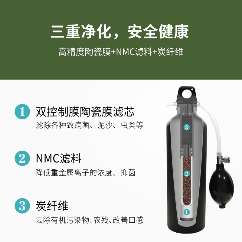 Water Purifier Emergency Relief Water Purification Drinking Water Equipment Outdoor Camping Portable Sports Water Filter Kettle