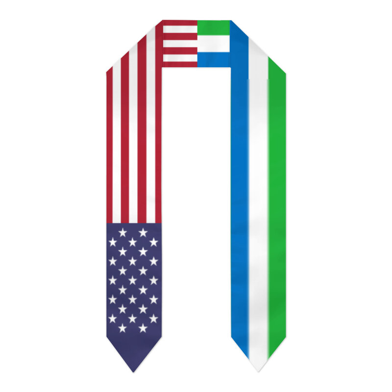 Graduation Sash Sierra Leone & USA United States Flag Stole Shawls Graduate Wraps Scraf International Student Pride Gifts