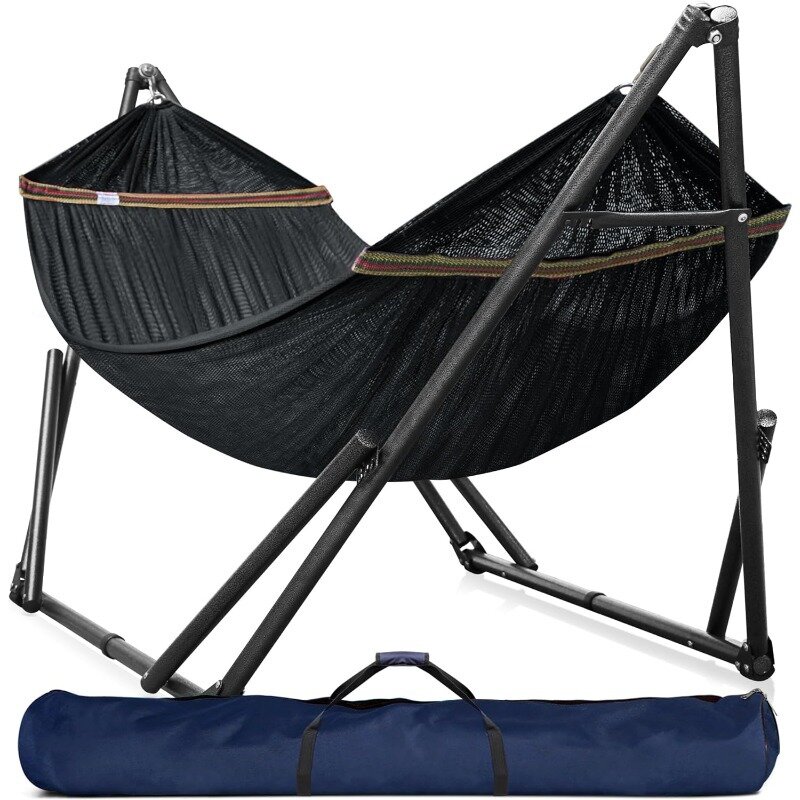 Tranquillo Double Hammock with Stand Included for 2 Persons/Foldable Hammock Stand 600 lbs Capacity Portable