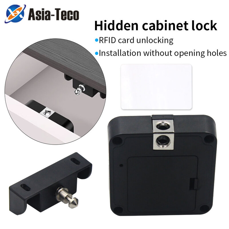 Cerradura de armario oculta RFID eléctrica, cerraduras electrónicas inteligentes invisibles, desbloqueo para armario oculto, cajón y armario