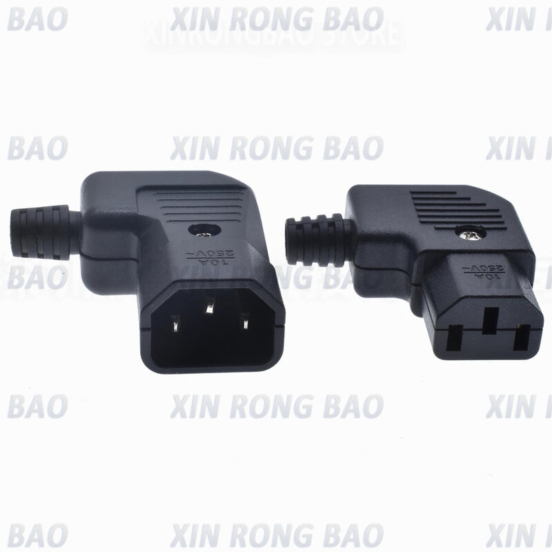 Black Elbow IEC320 C13 C14 Power Cord Wiring Power Plug Assemble IEC Connector Outlet PDU UPS Electrical AC Socket Plug 10A 250V