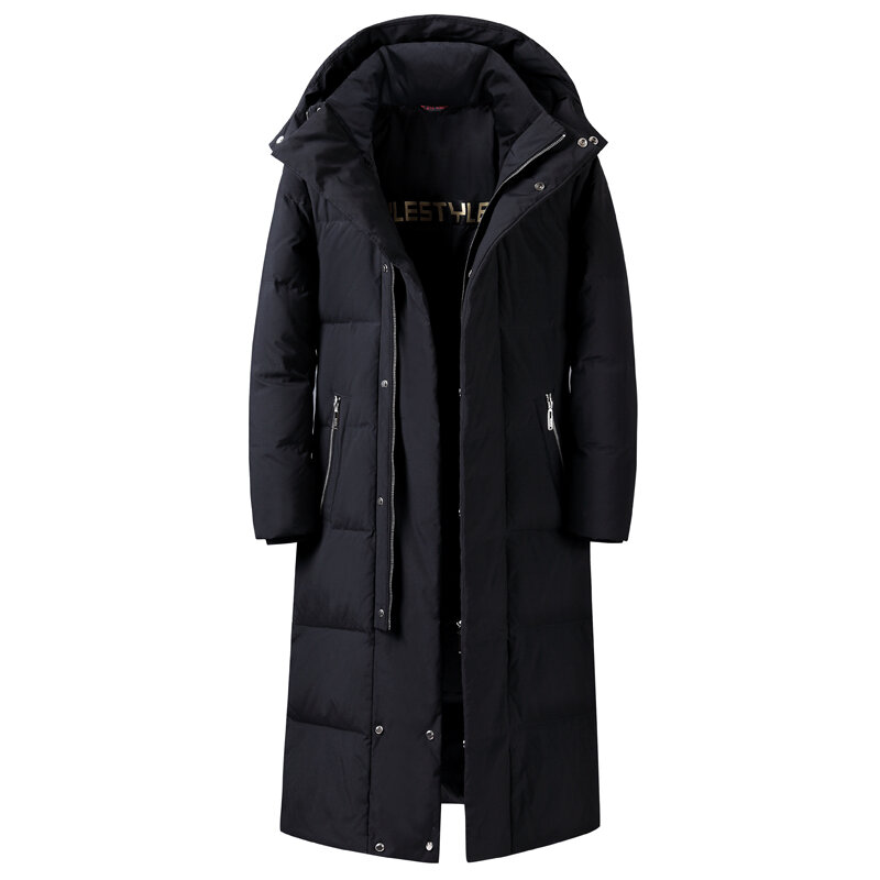 Manteau d'hiver épais et chaud pour homme, parka à capuche, Long, 90% duvet de canard blanc, parka noire de marque de haute qualité