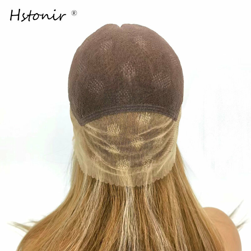 Hstonir peruca real 100% perucas de cabelo humano das mulheres 4x4 seda superior judaico loira destaque peruca cheia do laço europeu remy cabelo g045