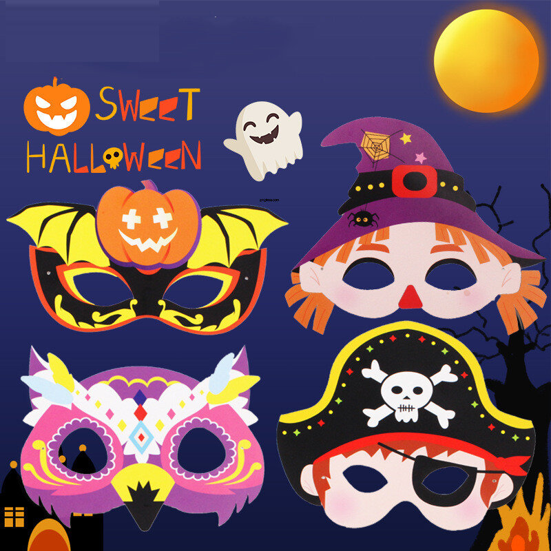 DIY Creative Handmade Halloween Mask Masquerade Toys Art and Crafts Kids Cartoon Party Decoration Kindergarten Activity Props