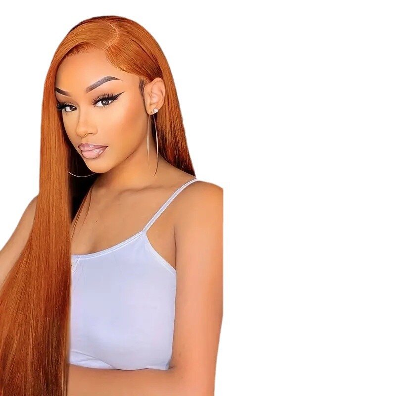 New adhesive free European and American hot selling lace wig for women with mid length straight hair, fluffy and natural fashion