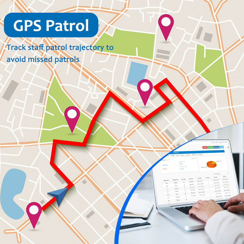 WM sistem keamanan patroli penjaga GPS, dengan panggilan telepon, tongkat patroli trek Waktu Nyata Online 4G untuk Hotel, taman industri