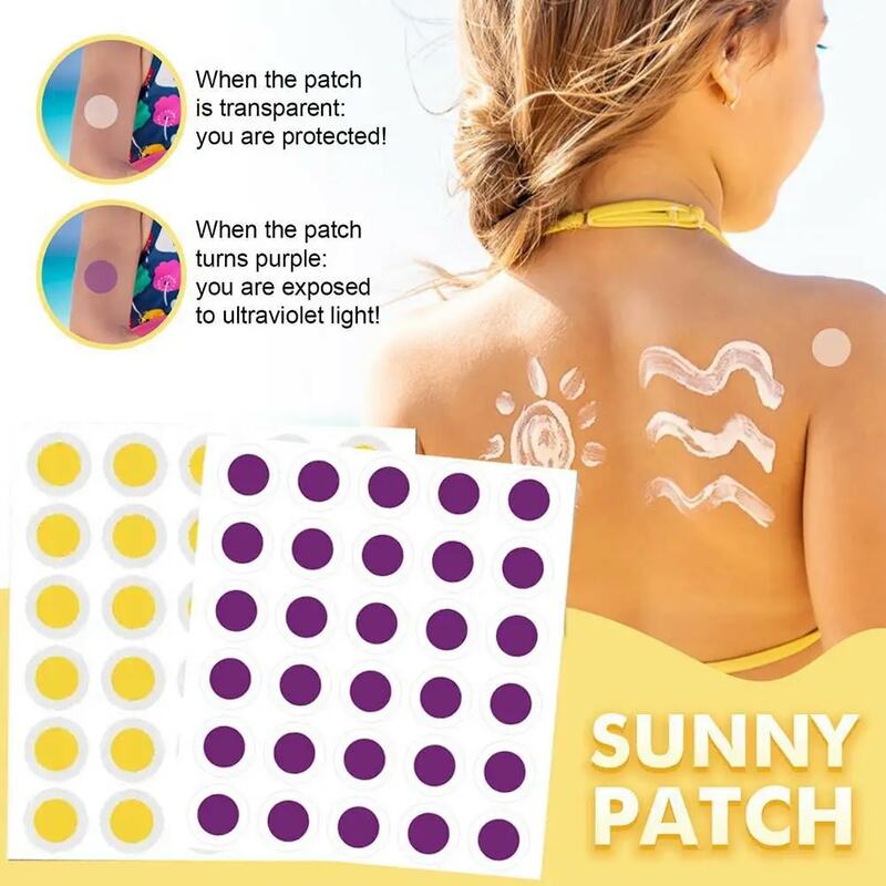 60 Pcs UV Detecting Patches Sunscreen Stickers Waterproof Self-adhesive Detection Reminder Transparent Protection Sunny Pat D8Z3