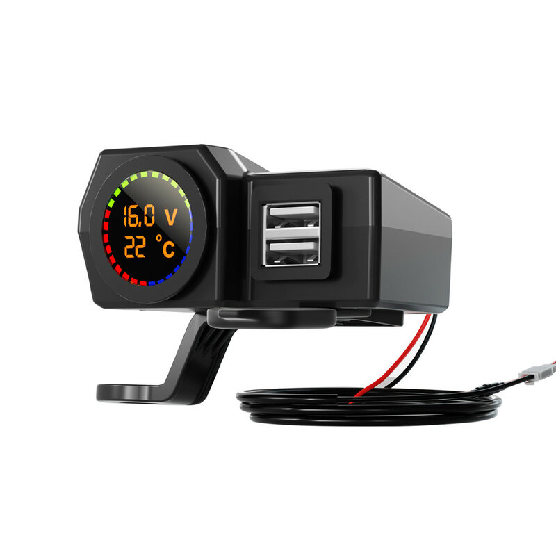 With Color Screen Temperature And Voltage Display Motorcycle Dual Usb Mobile Phone Charger