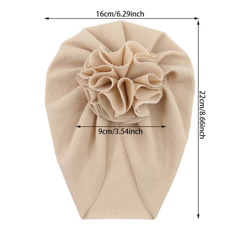 Baby Turban Hat Newborns Fetal Caps with Flower,Infant Toddlers Bonnet Breathable Solid Color Headwear Shower Gift