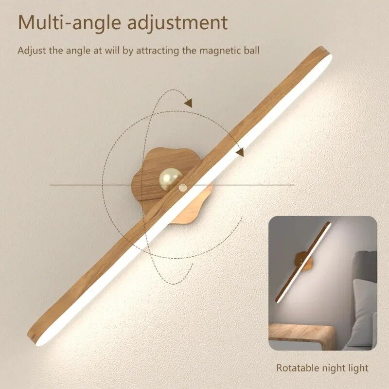 Touch Led Nachtlampjes Spiegel Voor Vullicht Draagbare 360 ° Draaibare Oplaadbare Magnetische Wandlamp Voor Slaapkamer Bedlampje