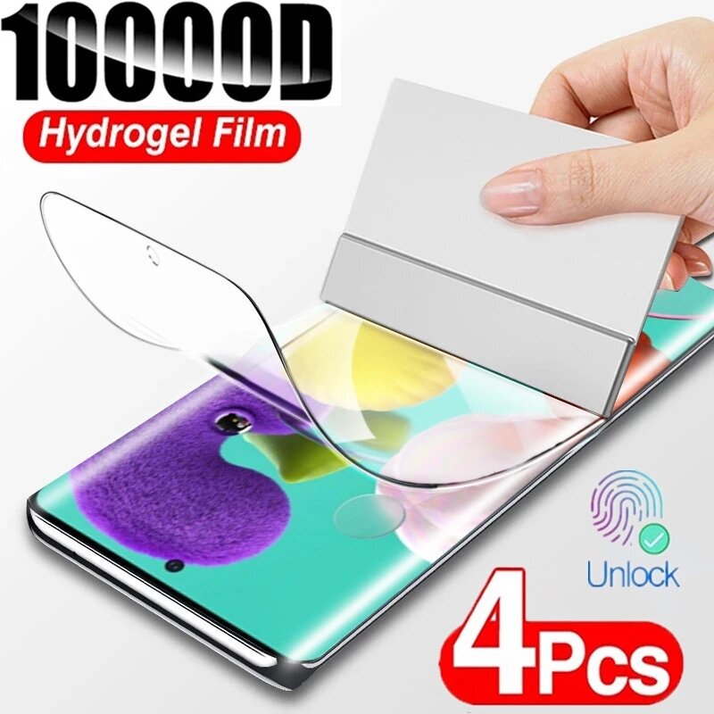 4PCS Hidrogel Film Protetor De Tela Para Samsung Galaxy S10 S20 S21 S22 S23 Ultra Plus FE Nota 20 8 9 10 Película Protetora De Tela