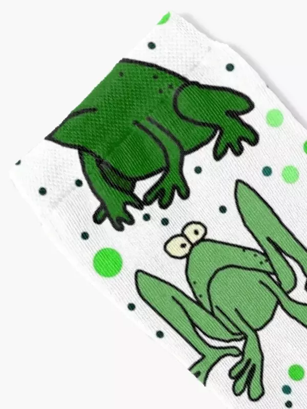 Забавные носки с зеленой лягушкой из мультфильма с белым фоном для гольфа Профессиональные дизайнерские мужские носки для бега женские