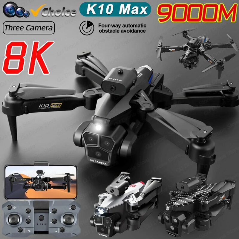 جديد K10 Max RC بدون طيار 8K كاميرا ثلاثية احترافية تجنب عقبة التدفق البصري لفتة التصوير الفوتوغرافي طوي كوادكوبتر اللعب