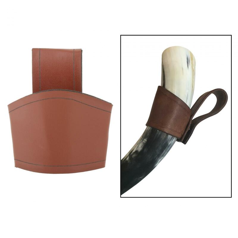 Horn Shape Cup Mug Holder Portable Men Women PU Leather Cup Holder Hanger