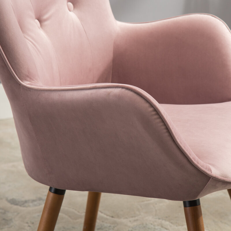 Veludo adornado botão traseiro acento cadeira com luxuoso conforto, sedoso e impressionante, malva contemporânea Doarnin