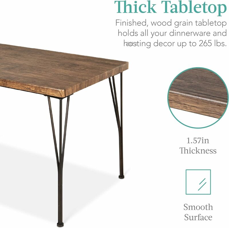 Beste Wahl Produkte 5-teiliges Metall und Holz Innen moderne rechteckige Esstisch Möbel Set für Küche, Esszimmer,