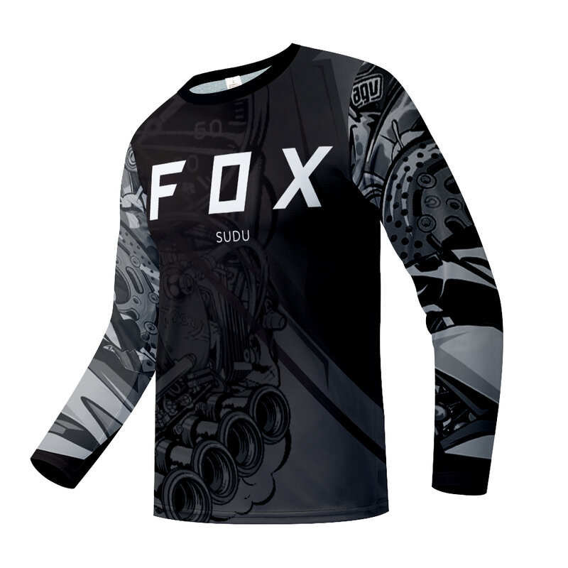 FOX SUDU Men's Cycling T-shirt Cross country Motorcycle Mountain Bike Speed Reduction Suit Long Sleeve Quick Drying Cycling Suit
