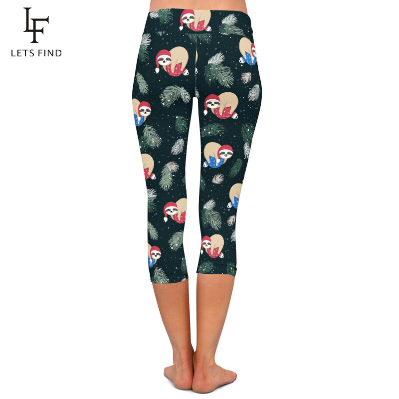 LETSFIND – pantalon Capri taille haute pour femme, Legging mi-mollet, taille haute, élastique, amusant, imprimé paresseux 3D, hiver