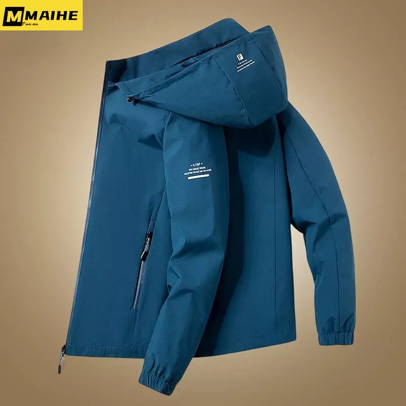 2024 Men's Windbreakers Zipper Coats Spring Autumn Men Hooded Bomber Jacket Streetwear Casual Cargo Jacket Men Fashion Outerwear