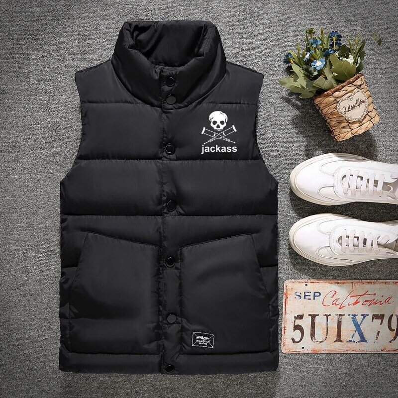 2022 Selling New Jackass Forever Logo Printed Custom Made Solid Color Men Down Jacket Vest Cotton Warm Comfortable Man Clothes