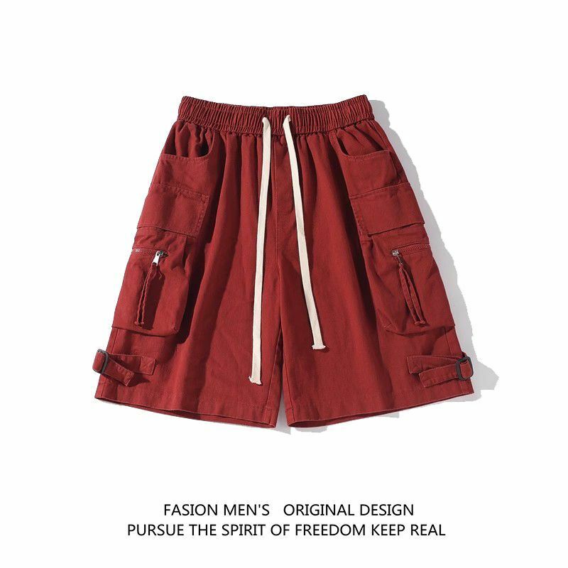 Retro Japanese Multi Pocket Work Shorts Men's Summer Fashion Street Loose Versatile Capris 2023 new sweatpants shorts women