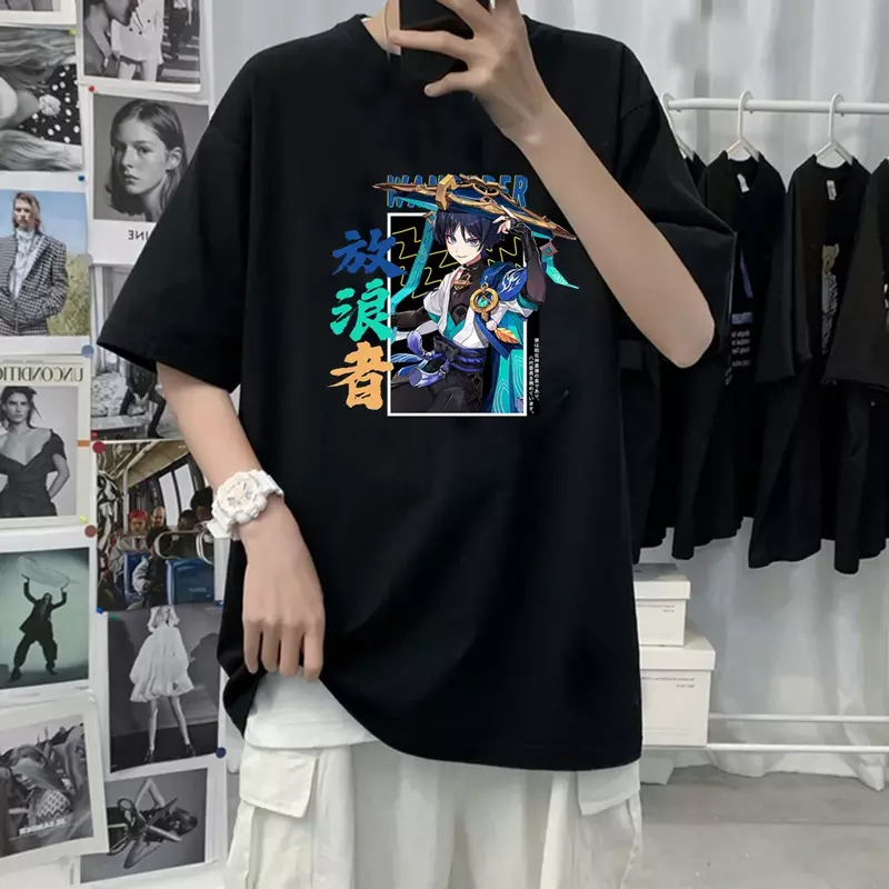 Nadruk Anime koszulka damska z motywem Genshin Harajuku z grafiką w stylu Vintage z krótkim rękawem T-Shirt moda Streetwear Y2k