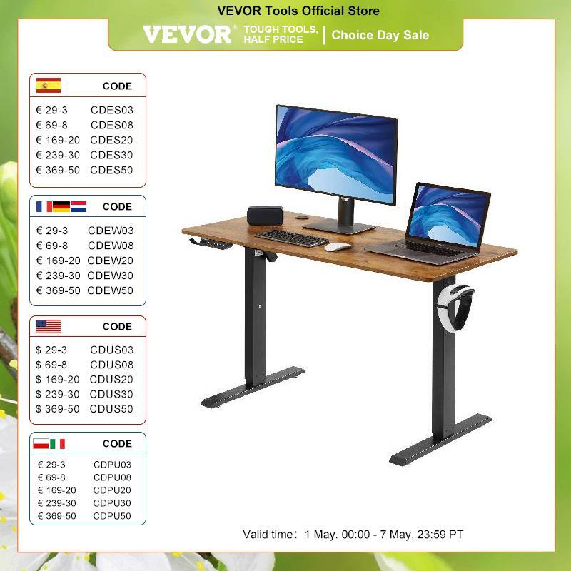 VEVOR-Mesa elétrica ajustável em altura, mesa com sistema de proteção dupla, mesa de alta capacidade de carga para casa e escritório