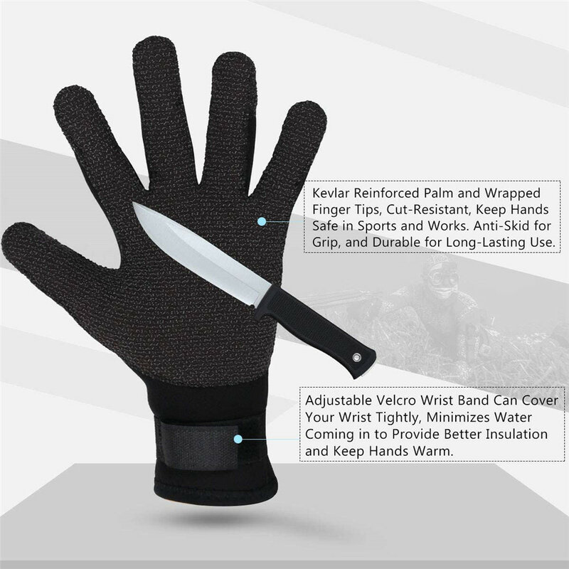 3mm Neoprene Diving Gloves Cut Resistant Keep Warm for Snorkeling Paddling Surfing Kayaking Canoeing Spearfishing Water Sports