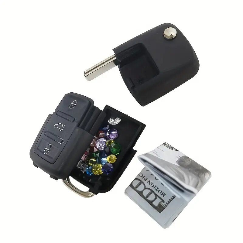 Asegura tus objetos de valor con esta caja de almacenamiento portátil para llaves de coche, ¡perfecta para esconder dinero y joyas!
