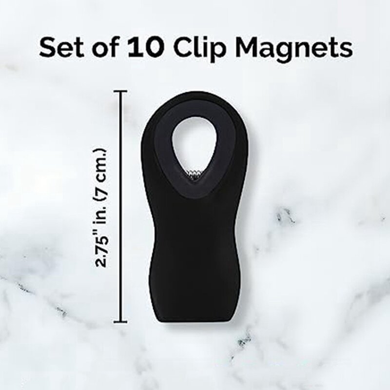 Clips à Puces Magnétiques en Plastique Noir, pour Sacs, Emballages Alisens, Rangement de Cuisine, 10 Pièces