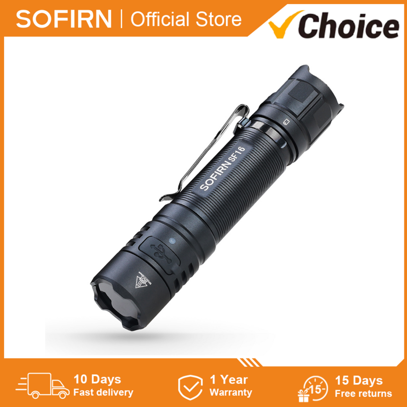 Sofirn SF16 UV Flashlight 360nm SST08 Portable 18650 USB C Rechargeable Ultraviolet Torch for Detection/Pet/Urine/Stains