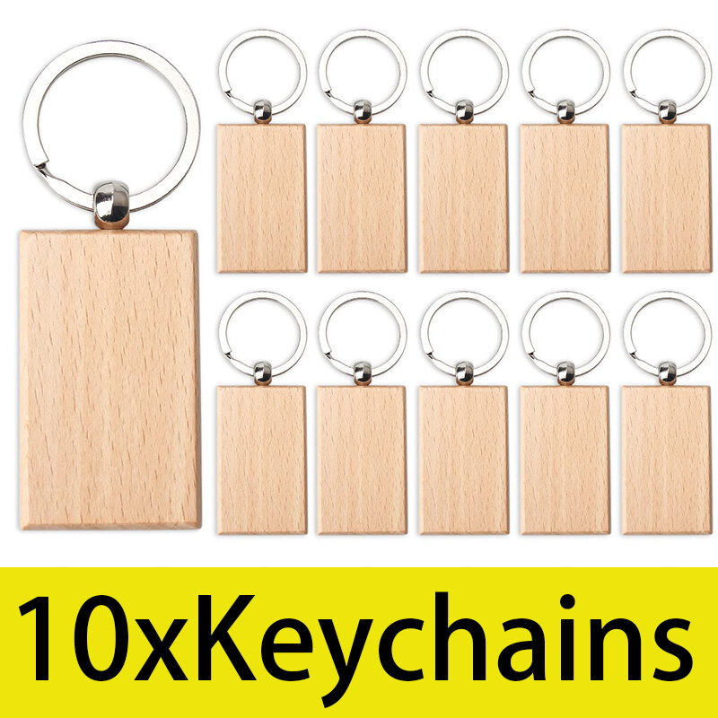 10Pcs Wood Keychain Blanks Key Ring Key Tag Wood Keychains Blank Wooden Keychains Wood Blanks Key Chain
