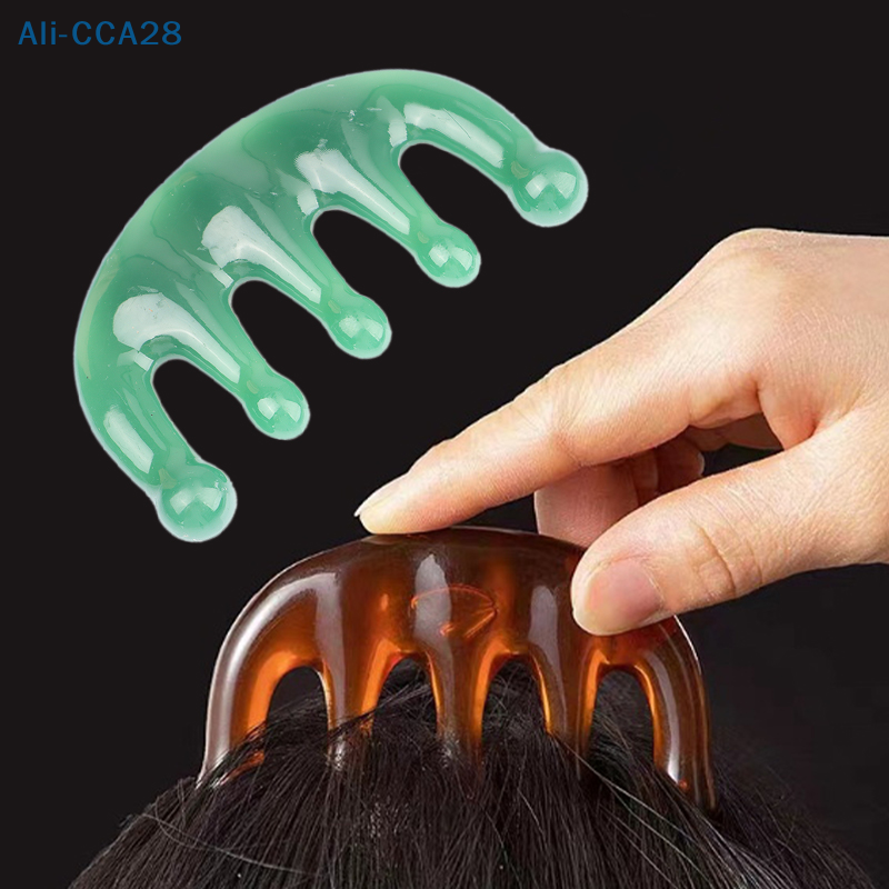 Pettine per massaggio meridiano a cinque denti resina denti grandi testa agopuntura terapia artifatto artigli decompressione pettine portatile per cuoio capelluto