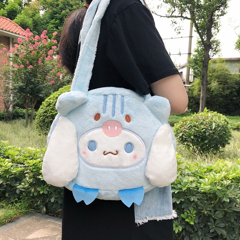Sanrio Melody-Mochila De felpa de Hello Kitty para niños y niñas, de hombro de Cinnamoroll morral, bolso de peluche suave, Kuromi