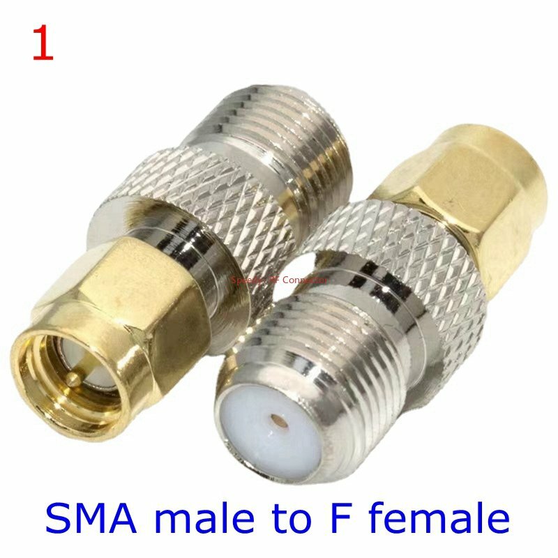 2Pcs/lot SMA To F TV Female Male Straight Connector RPSMA To F Quick Plug Adapter Coax Connector Brass Gold Plated High Quality