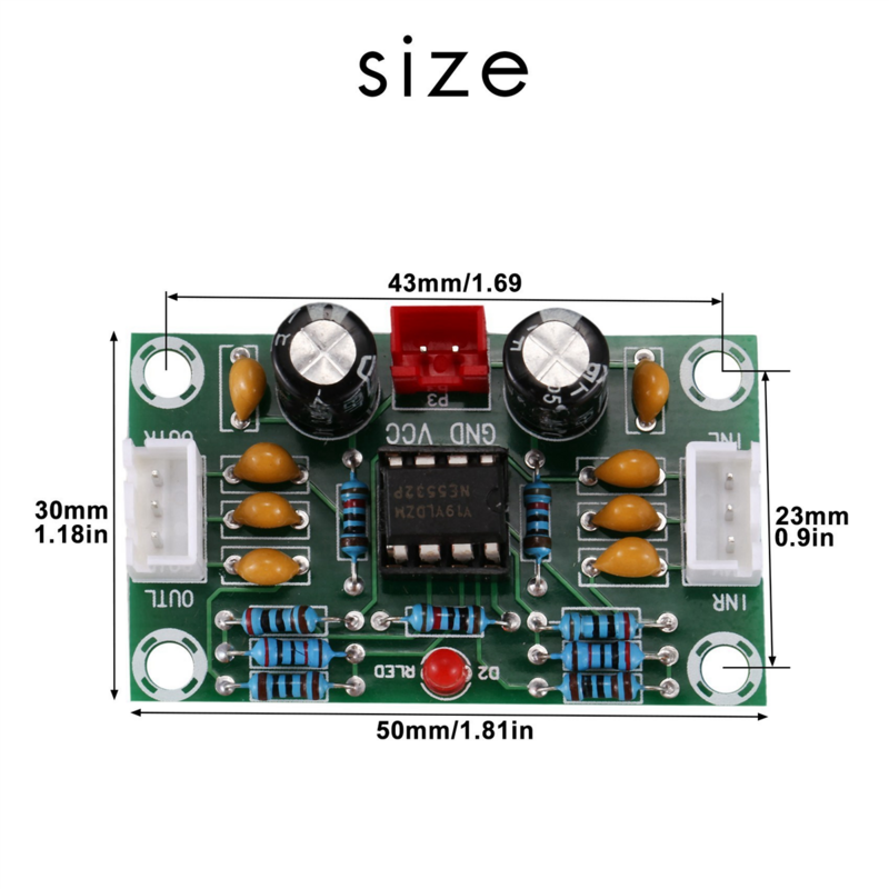 6X Mini Preamp Op Amp Module Amplifier Dual Channel NE5532 Preamplifier Tone Board 5 Times Wide Voltage 12-30V