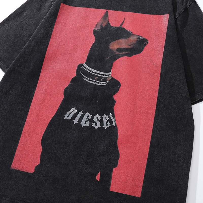 Baggy Plus Size Dog Graphic Oversize Cotton T-shirts Summer Tops Tees Aesthetic Goth Grunge Clothes for Women Men Streetwear