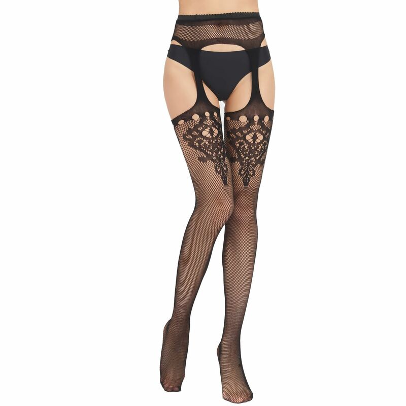 Sexy Stockings One-piece Open-top Suspenders One-piece Lace Jacquard Bottoming Pantyhose Garter Belt Fishnet Stockings