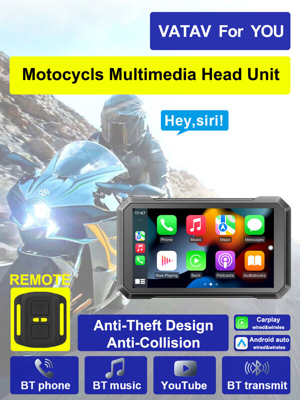 Navegador especial para motocicleta C7 PRO, 7 pulgadas, compatible con CarPlay, Android, táctil, exterior, Ipx7, impermeable, Sunsceen, externo, portátil