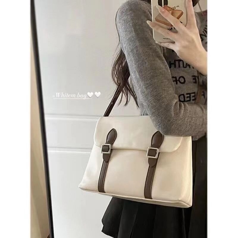 Casual Shoulder bag for Travel College Student School Large Capacity Tote Bags Solid Letter Versatile Handbag for Commuter