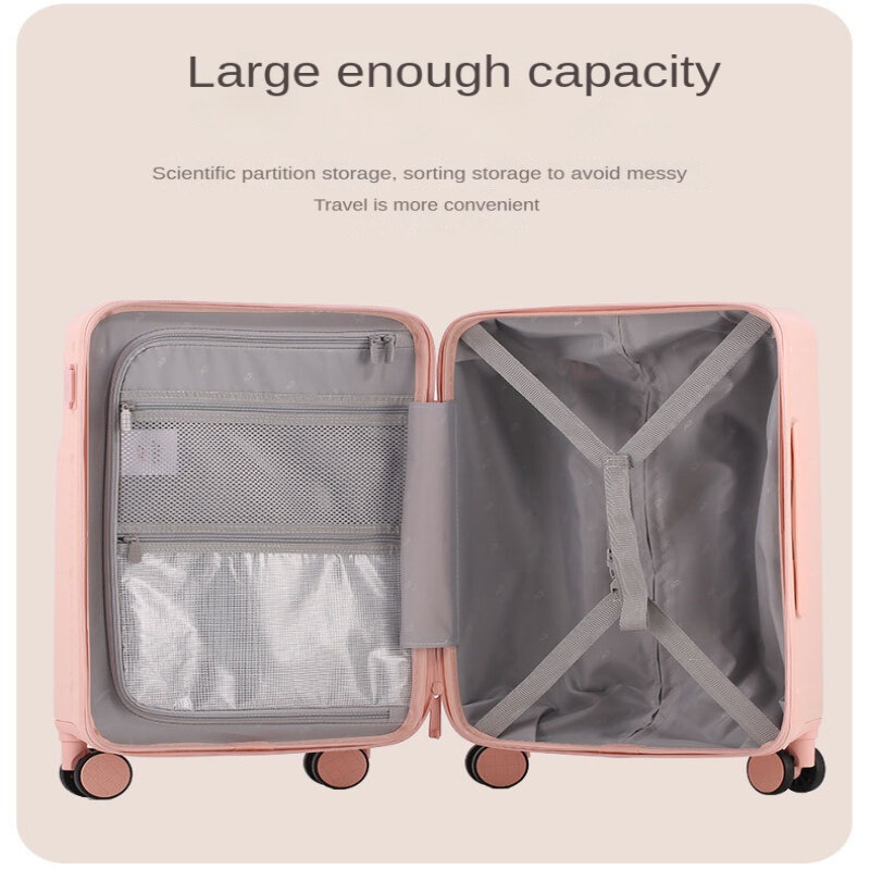 Nowa pokrowiec na wózek walizka uniwersalne koło wysoko wyglądające hasło mody walizka podróżna otwór z przodu bagaż do noszenia na walizce