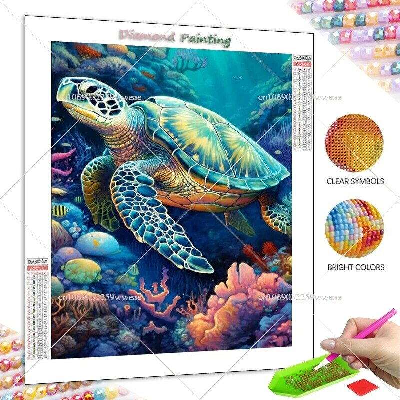 DIY 5D Sea Turtle Pintura Diamante, Ponto Cruz, Mosaico Oceano Seascape, Bordado Arte Animal, Decoração para Casa, Nova chegada
