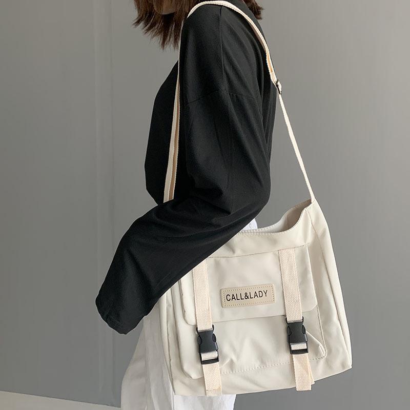 Impermeável Nylon Messenger Bag para Mulheres, Simples Crossbody Bolsas, Satchels Japoneses, Estudante Coreano, Lona, Meninas