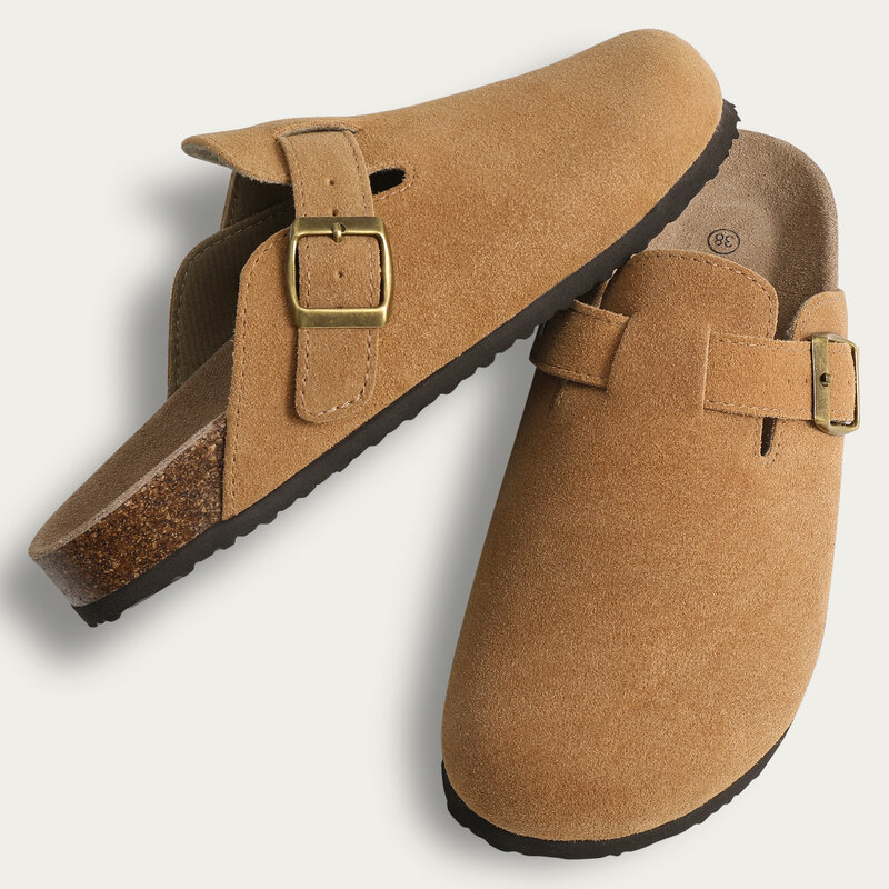 Shevalues-zuecos de corcho clásicos para hombre y mujer, zapatillas de gamuza, sandalias de Casa antideslizantes con soporte de arco