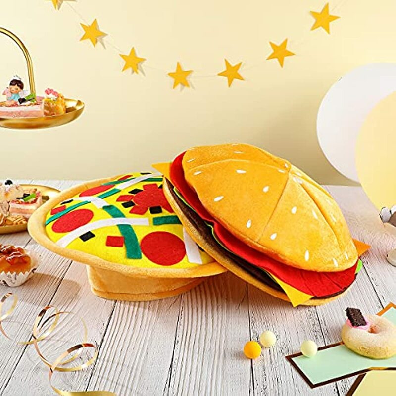 Engraçado comida rápida hamburger chapéus fantasia cheeseburger em forma de bonés festa vestir-se traje unisex maré casual burlesque gorro