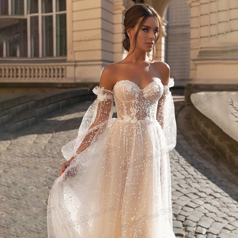 Romantische Brautkleider A-Linie Tüll gestufte Brautkleider Schatz rücken freie Roben für formelle Party Vintage Vestidos de Novia