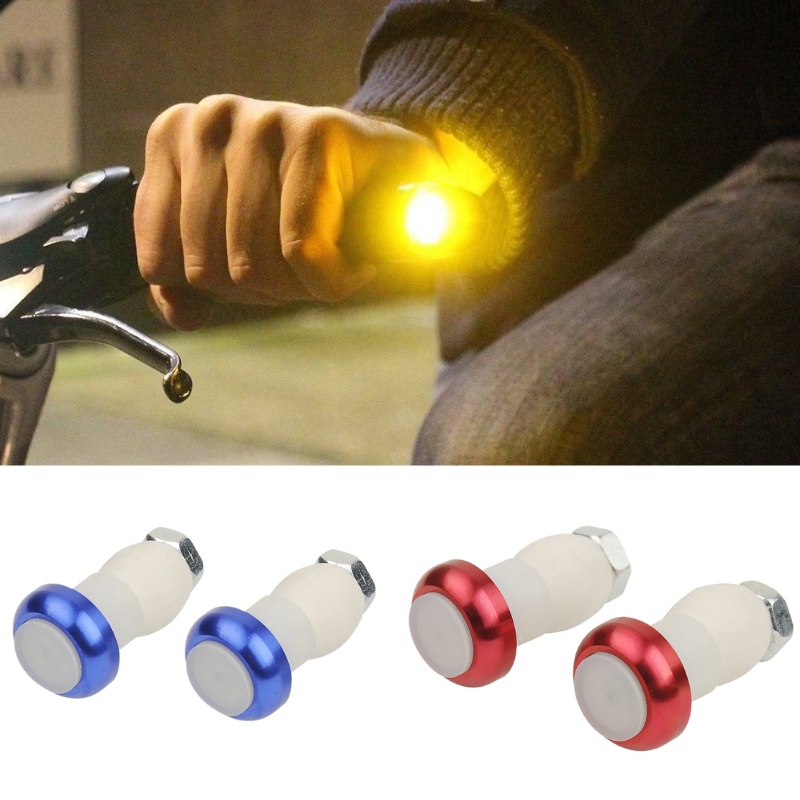1 Pair Safety Cycling Bike Turn Signal Handle Bar End Plug LED Red Light Lamp Magnetic Handle Light  XR-Hot