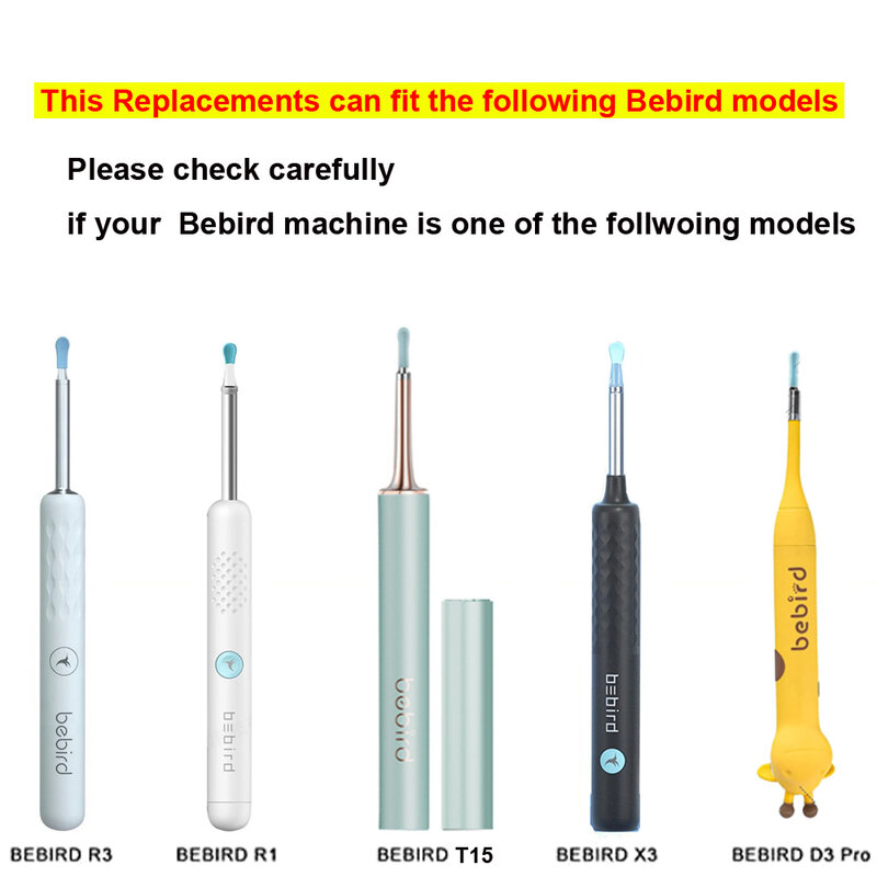 Bebird R1, R3, T15, D3 R3 Pro końcówka X3 oryginalne sztyfty Earpick do czyszczenia uszu końcówka wymienna akcesoria wosku z uszu zestaw narzędzi do usuwania